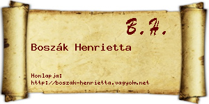 Boszák Henrietta névjegykártya